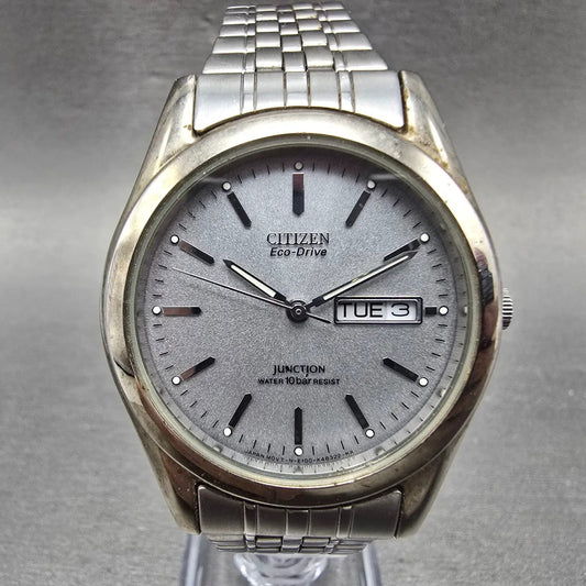 Citizen Eco-Drive Junction Watch Men 36mm Silver Dial Steel REDA!!! Daydate Runs0