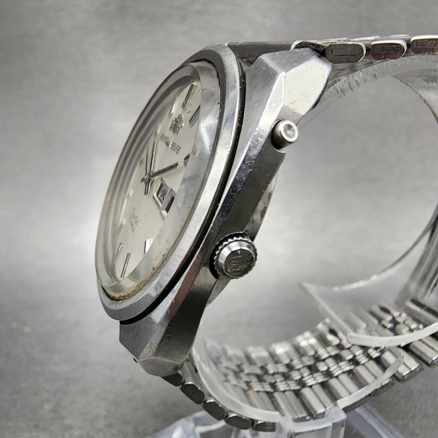 Orient AAA Deluxe Watch Men 37mm White Dial Silver Tone Daydate Cushion PARTS2