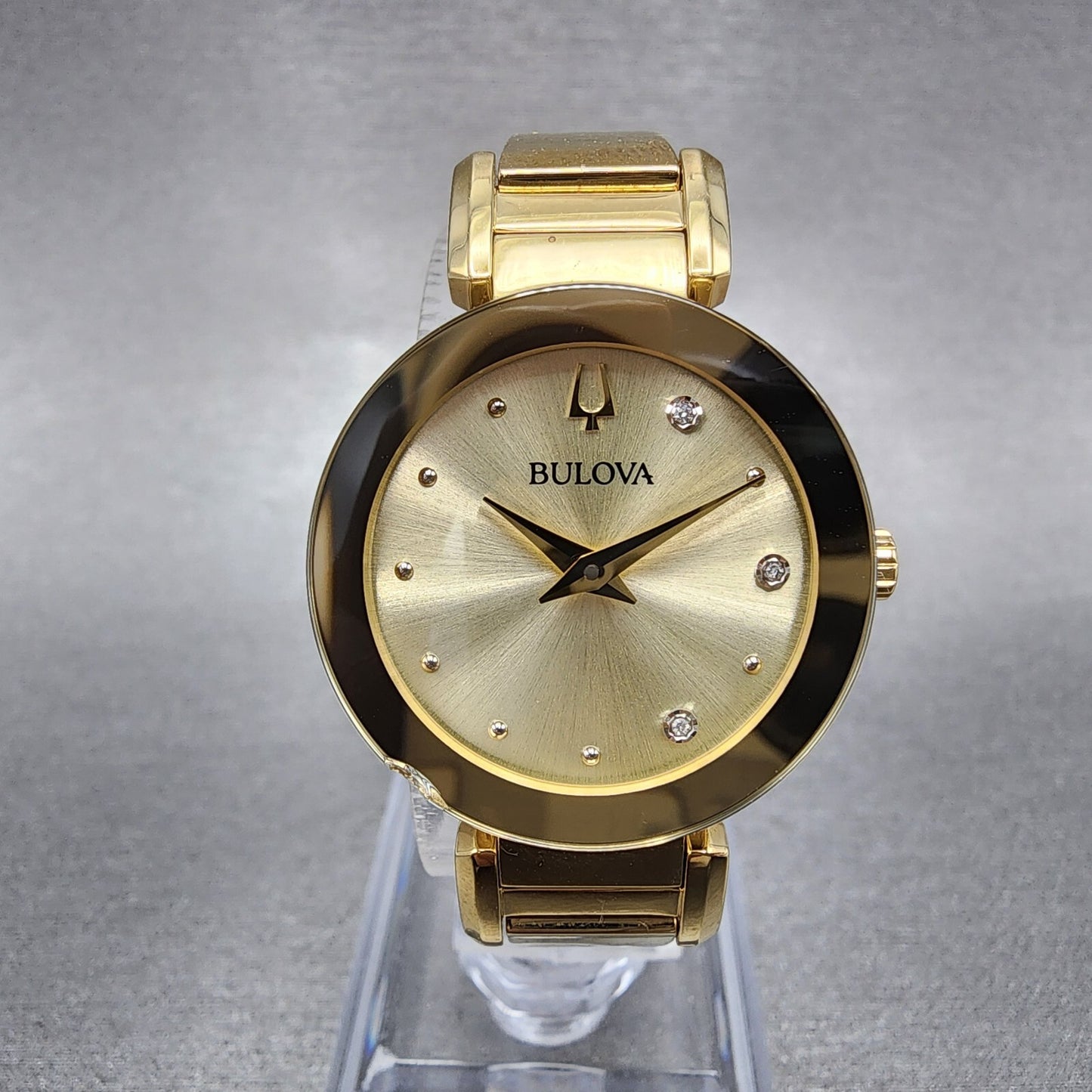 Bulova Marc Anthony Watch Women 26mm Champagne Dial Gold Tone Diamond Accents0