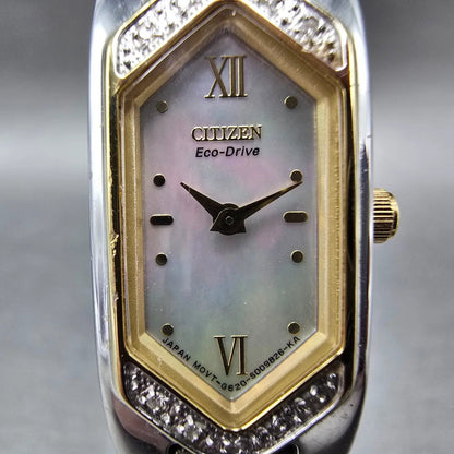 CitizenEco-Drive Watch Women 14mm MOP Dial Two Tone Hexagon G620-S05621 Runs JP1