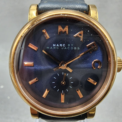 Marc Jacobs Baker Watch Women 28mm Blue Dial Rose Gold Tone Small Seconds NewBat1