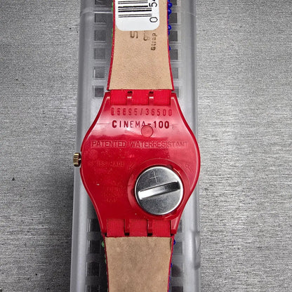 Swatch Special Despite Watch Men 34mm Green Dial Red Case GZ142 New Battery NOS8