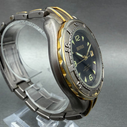 Benrus Watch Women 39mm Black Dial Two Tone Date Round New Battery Vintage3