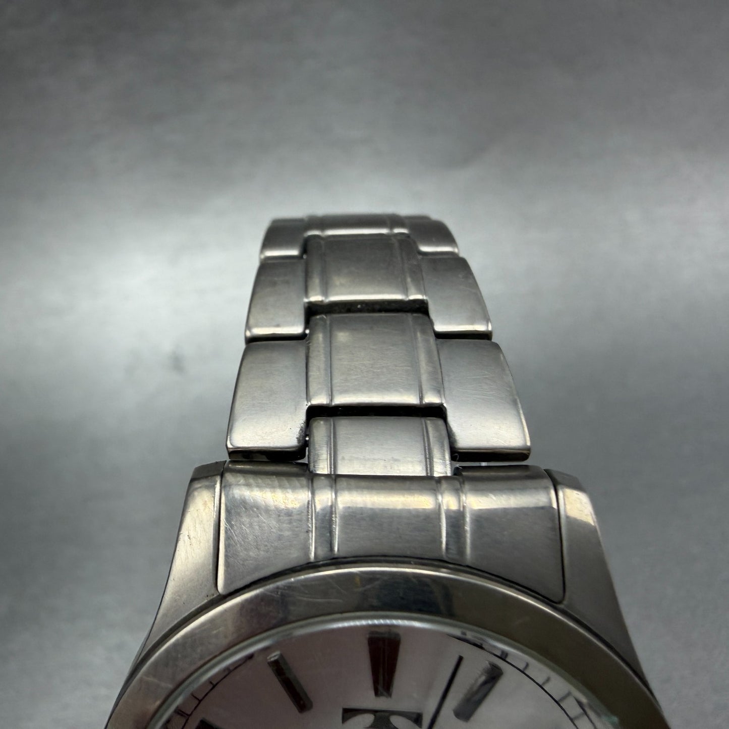 Technos Watch Men 37mm Silver Dial Titanium Round T-1079 New Battery W/box5