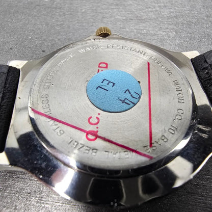 Bulova Caravelle Dive Watch Men 36mm Black Dial Two Tone NOS Round 40C18 PARTS10