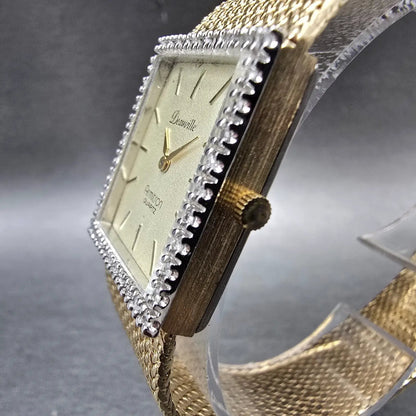 Armitron Deauville Tank Watch Men 23mm Champagne Dial Gold Crystal Bezel New bat2