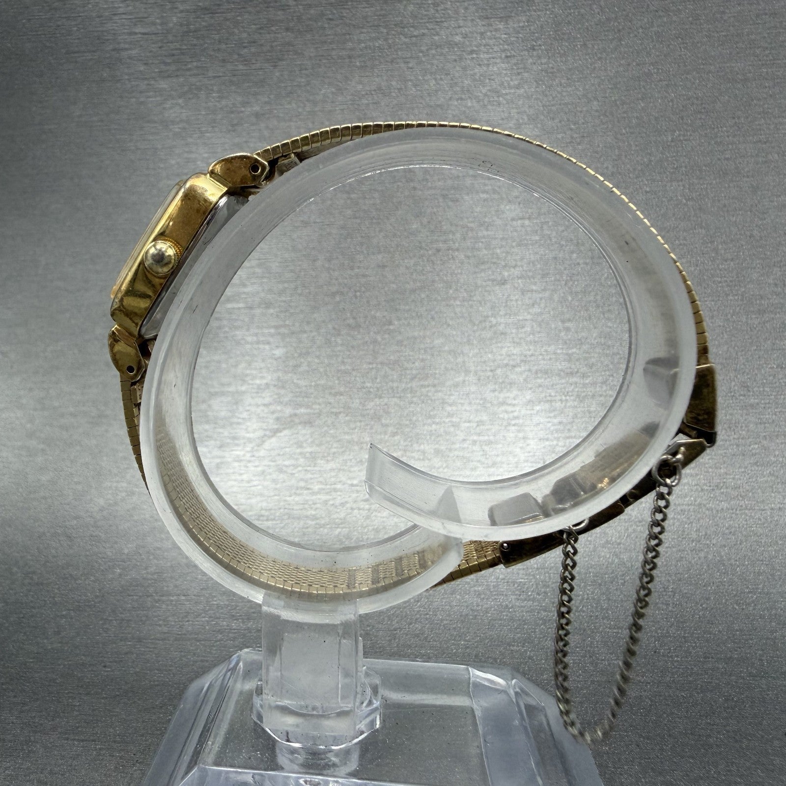 Seiko Tank Watch Women 17mm Champagne Dial Gold Tone 5420-5319 New Battery6