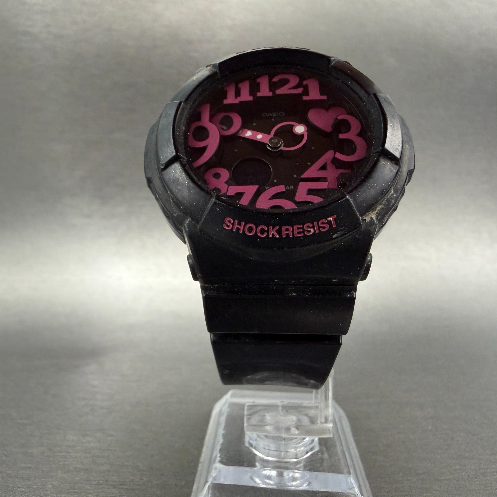 Casio Baby-G Watch Women 43mm Analog Digital Black Dial Black & Pink Tone NewBat5