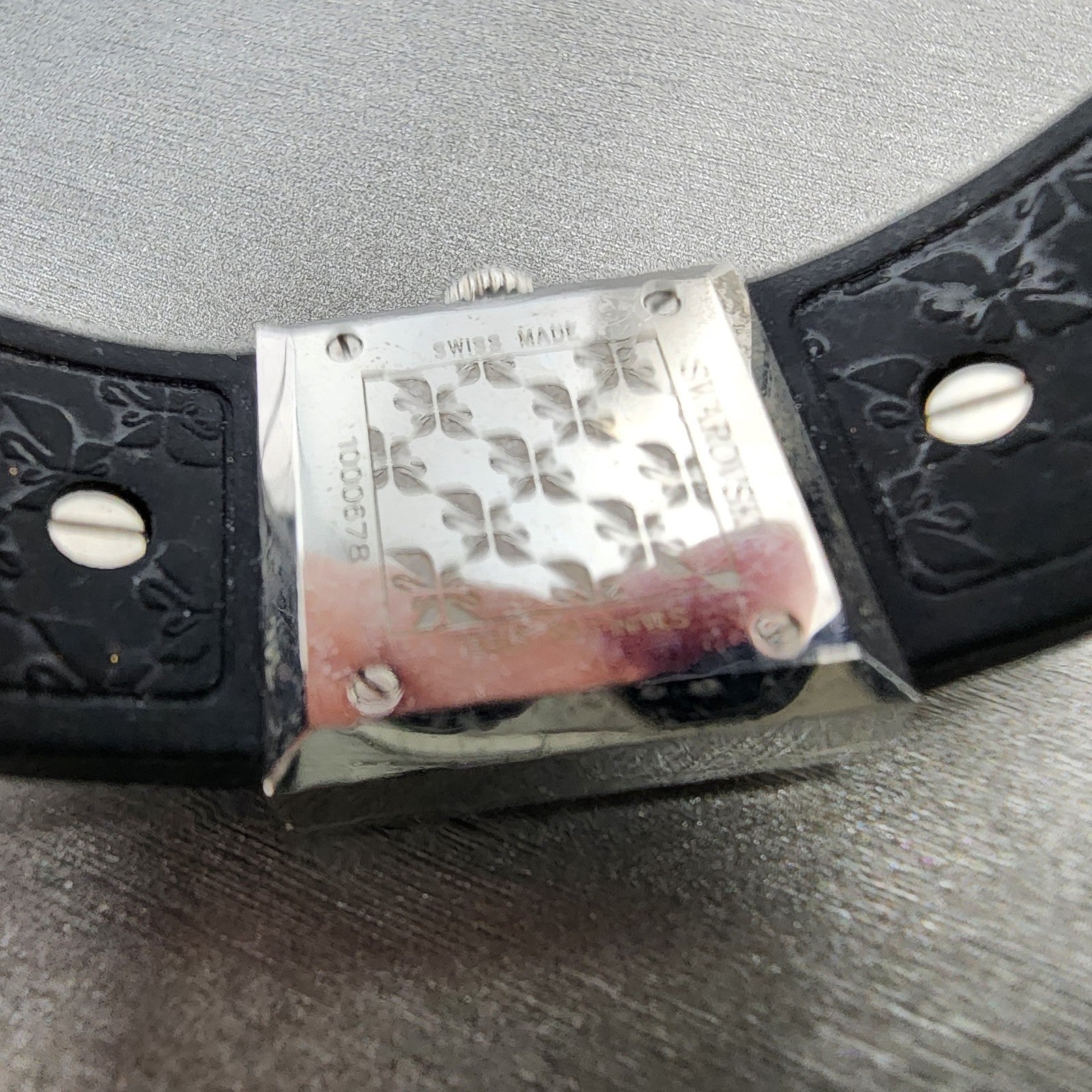 Swarovski Elis Tank Watch Women 23mm Black Dial Silver Tone Square New Battery9