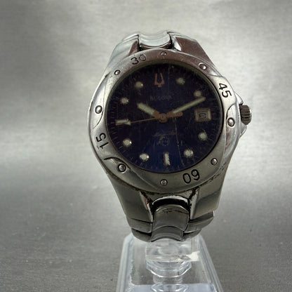 Bulova Marine Star Watch Men 37mm Blue Dial Steel Date Round 96B49 New Battery5