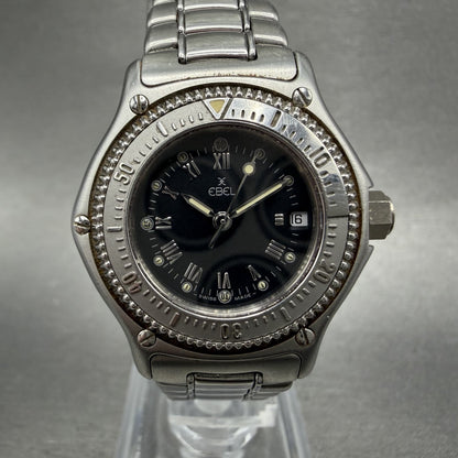 Ebel Discovery Watch Women 29mm Black Dial Steel Date Round 983912 New Battery0