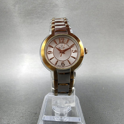 Bulova Watch Women 26mm Silver Dial Two Tone Round  98L153 New Battery6