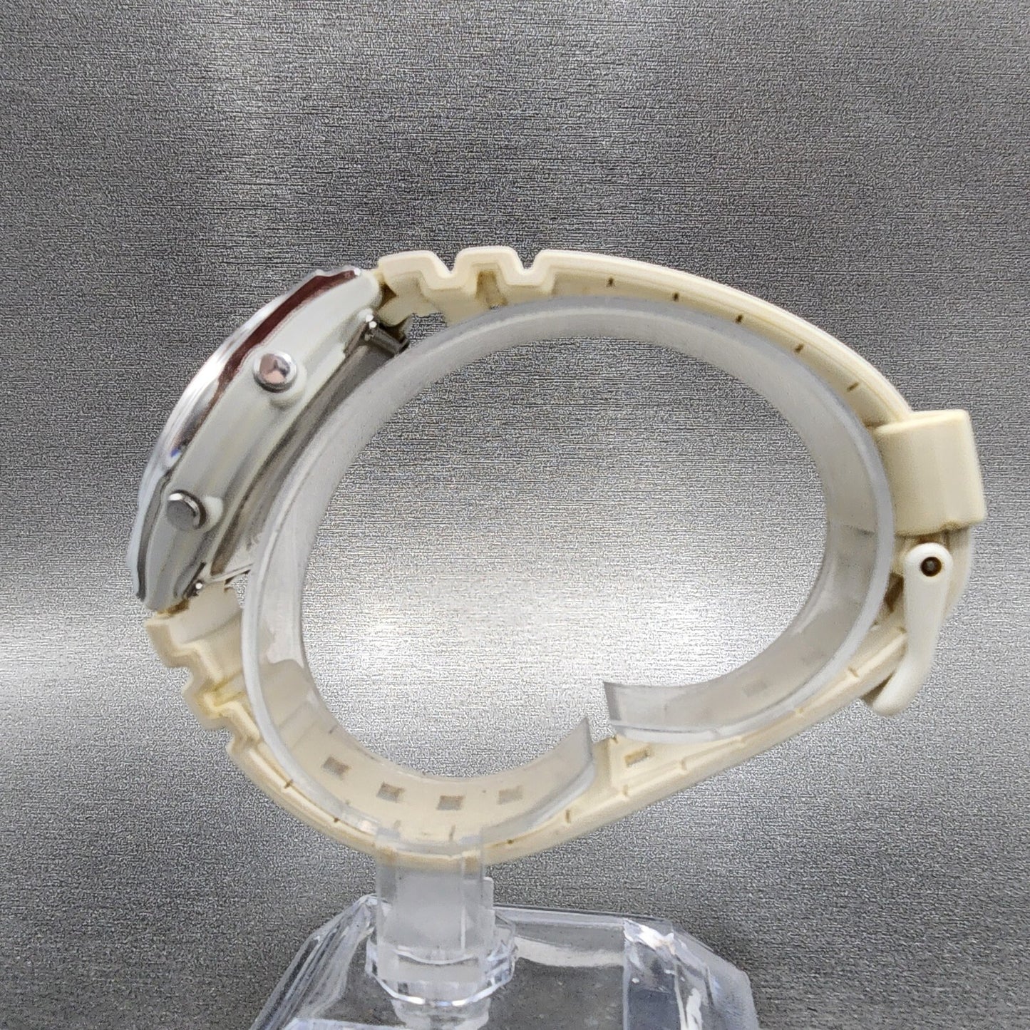 Casio Wave Ceptor Watch Women 35mm White Dial Silver Tone Analog Digital Works