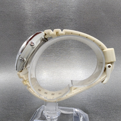 Casio Wave Ceptor Watch Women 35mm White Dial Silver Tone Analog Digital Works