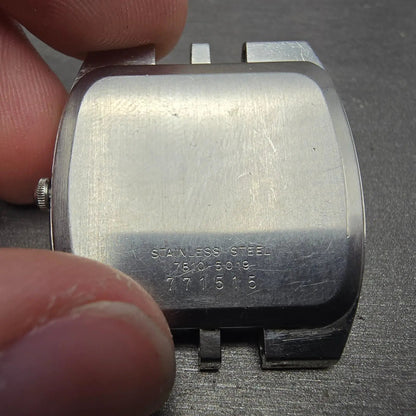 Seiko Watch Men 32mm White Dial Silver Tone Rectangle 7810-5019 Vintage PARTS7