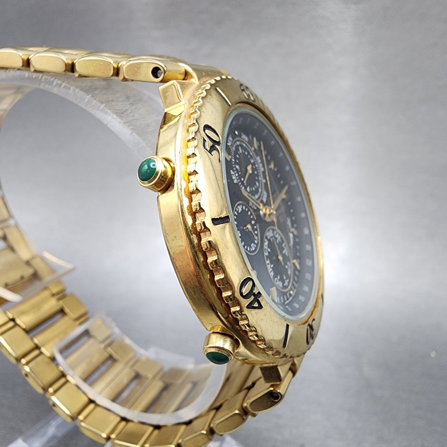 Citizen Chronograph Watch Men 39mm Black Dial Gold Tone 6850G80469 PARTS4