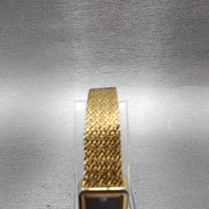 Seiko Tank Watch Women 13mm Black Dial Gold Tone Rectangle 2e206239 New Battery4