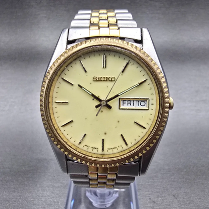 Seiko President Watch Men 36mm Luminous Dial Two Tone Daydate 7N43-8111 New Batt0