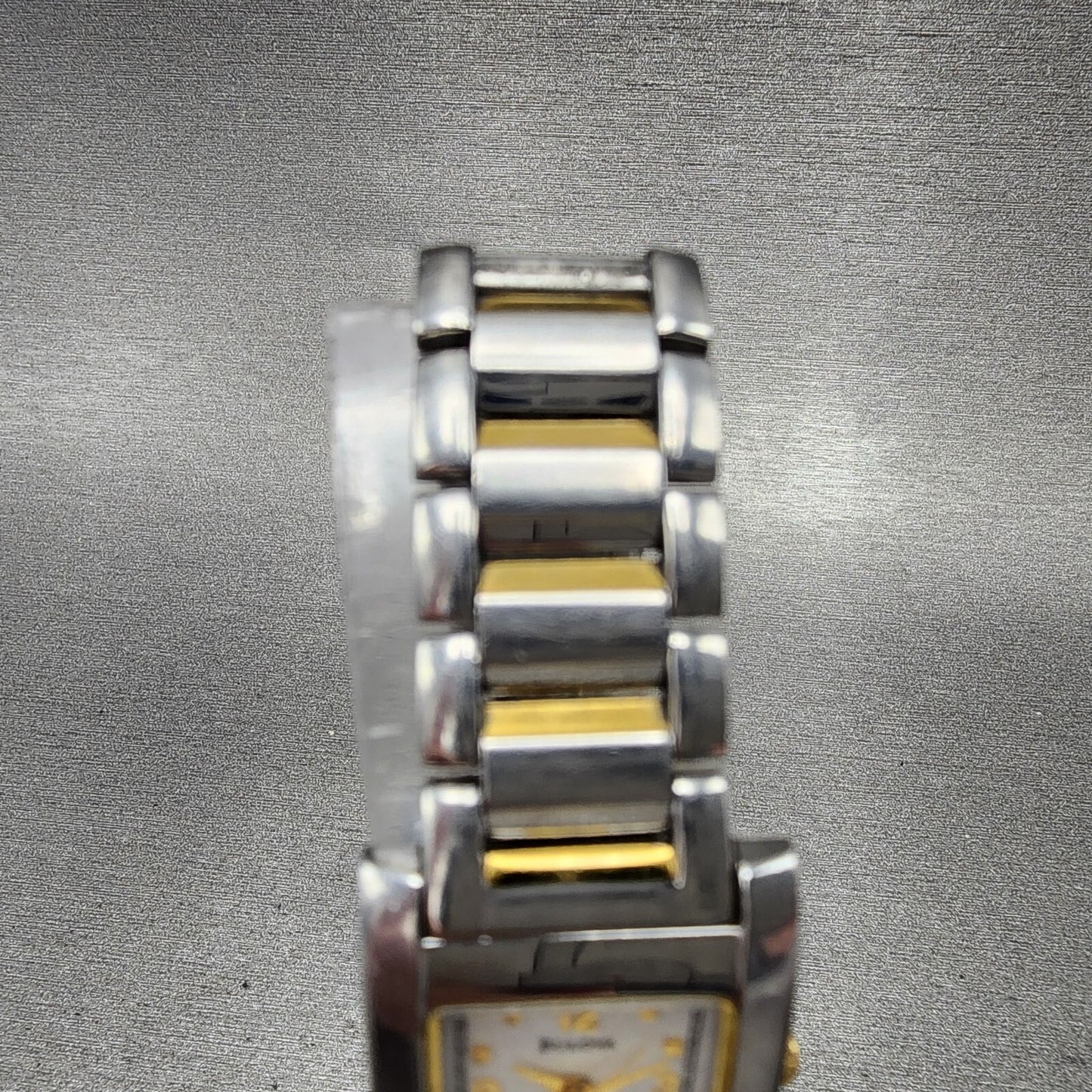 Bulova Tank Watch Women 21mm White Dial Two Tone Rectangle 98T49 New Battery4