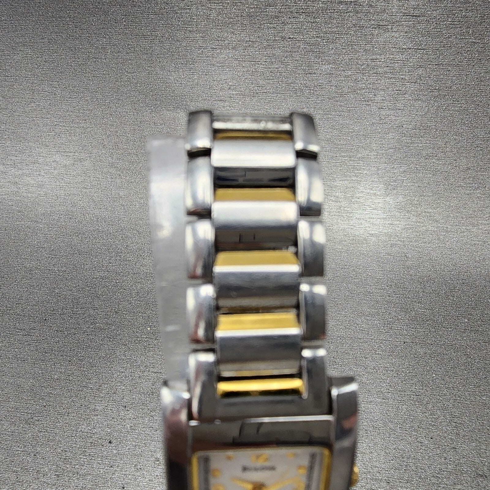 Bulova Tank Watch Women 21mm White Dial Two Tone Rectangle 98T49 New Battery4