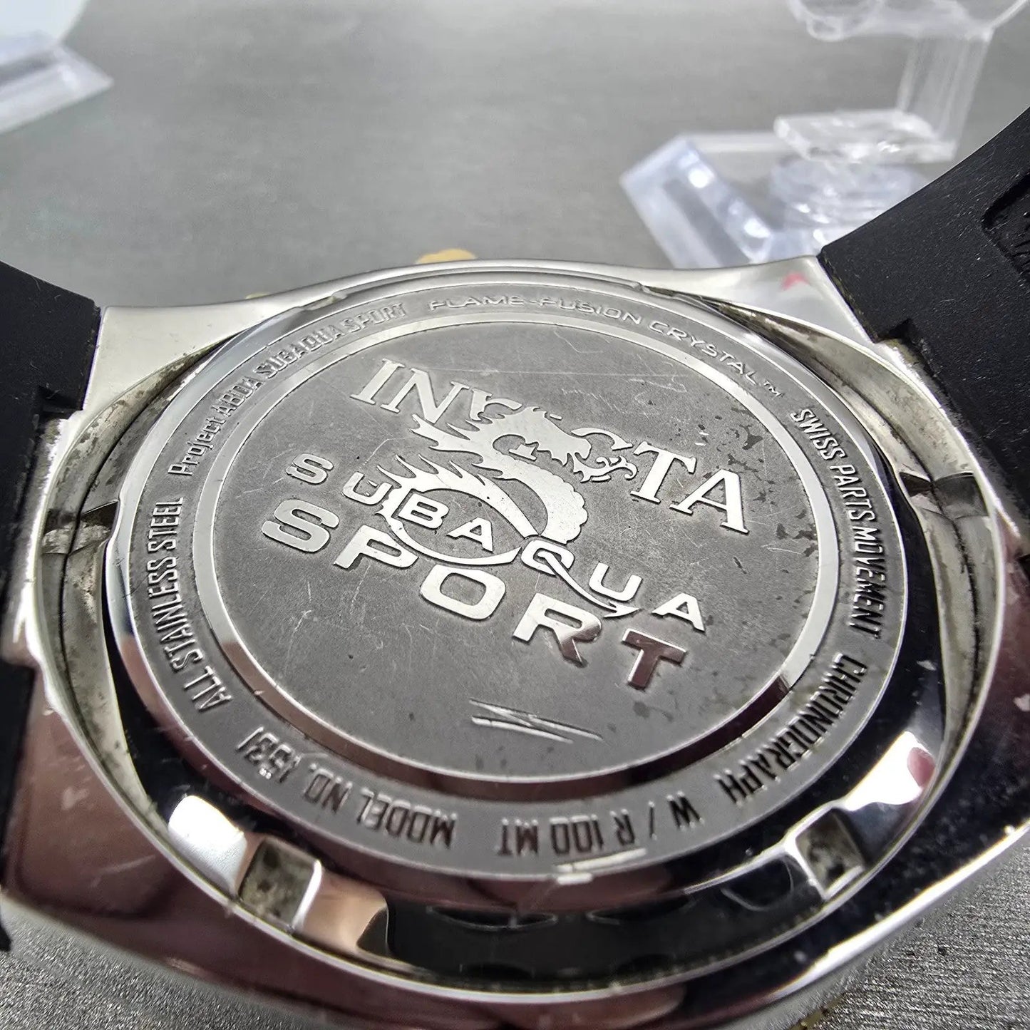 Invicta Sub Aqua Sport Chronograph Watch Men 50mm Black Dial Two Tone NewBat13