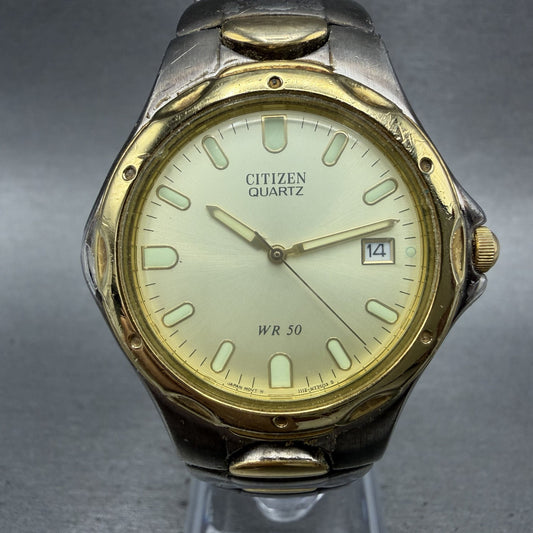 Citizen Watch Men 36mm Champagne Dial Two Tone Date Round 1112-S68334 New Batt0