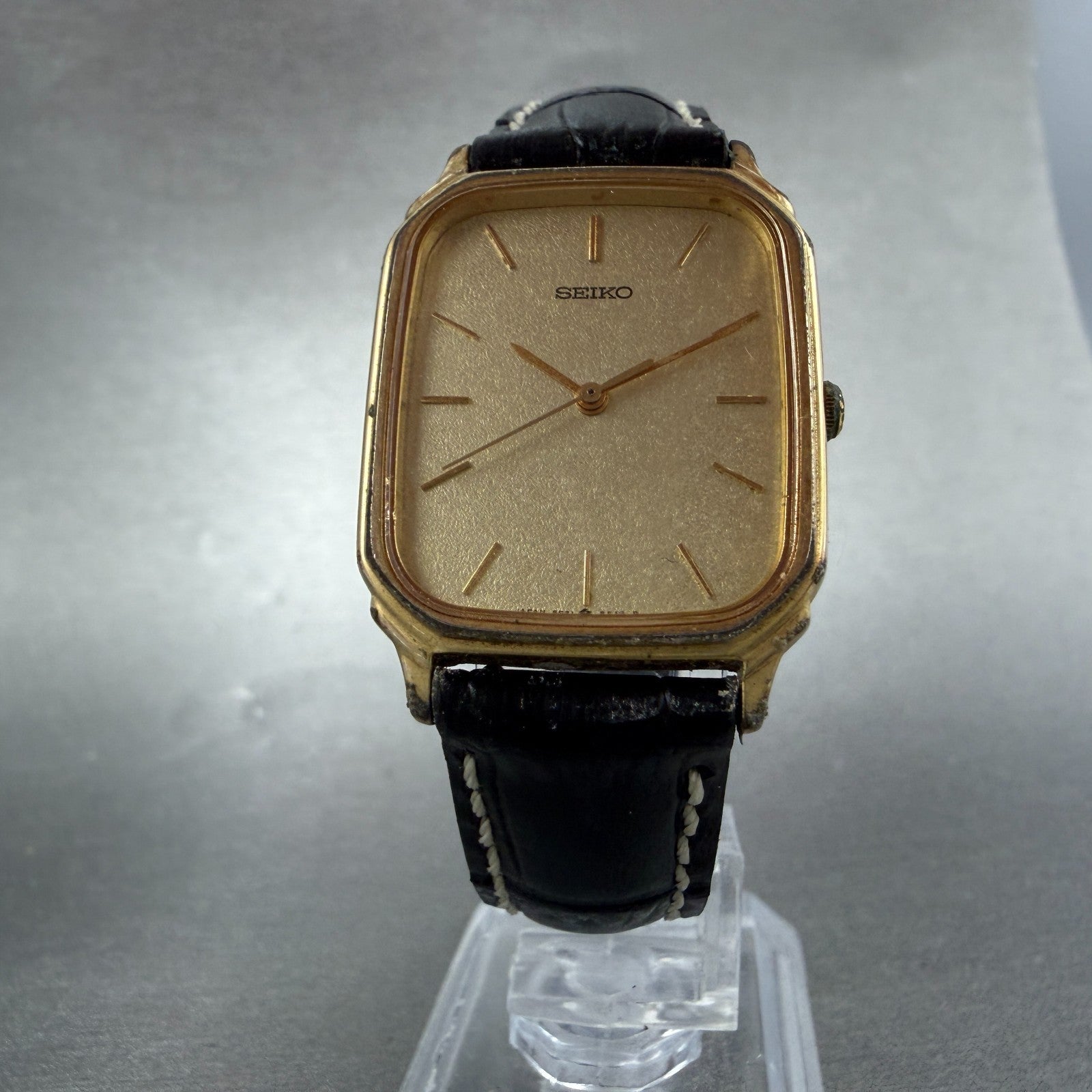 Seiko Tank Watch Men 26mm Champagne Dial Gold Tone 5P31-5D80 New Battery Vintage5