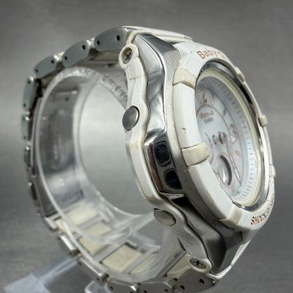 Casio Baby-G Watch Women 38mm White Dial Silver Tone Analog Digital Solar ABC3