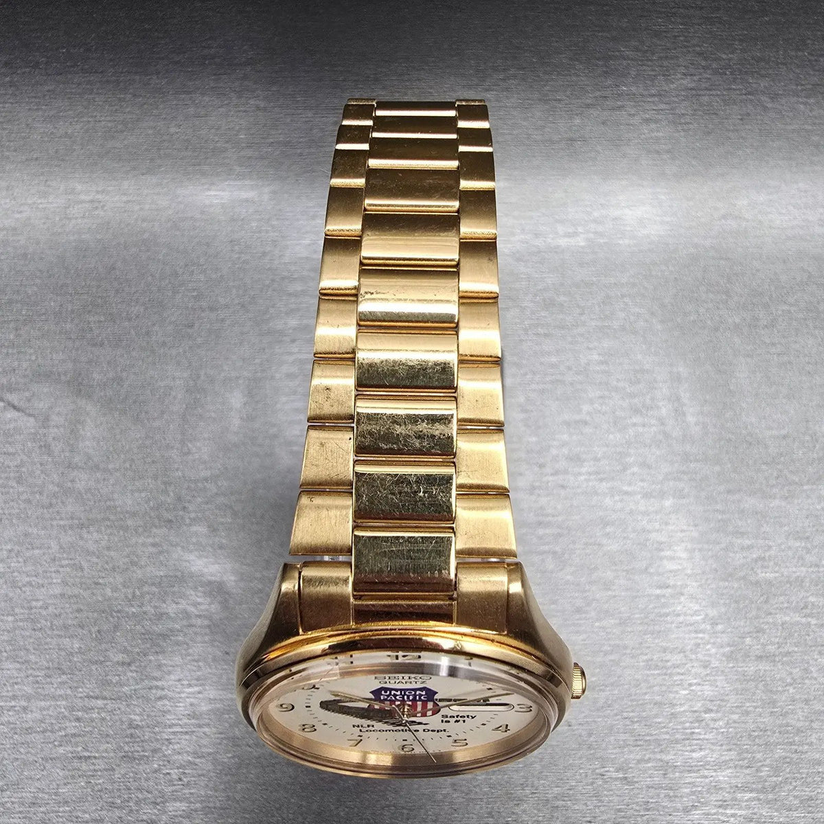 Seiko Union Pacific Watch Men 35mm Ivory Dial Gold Tone 5Y23-8049 New Battery4