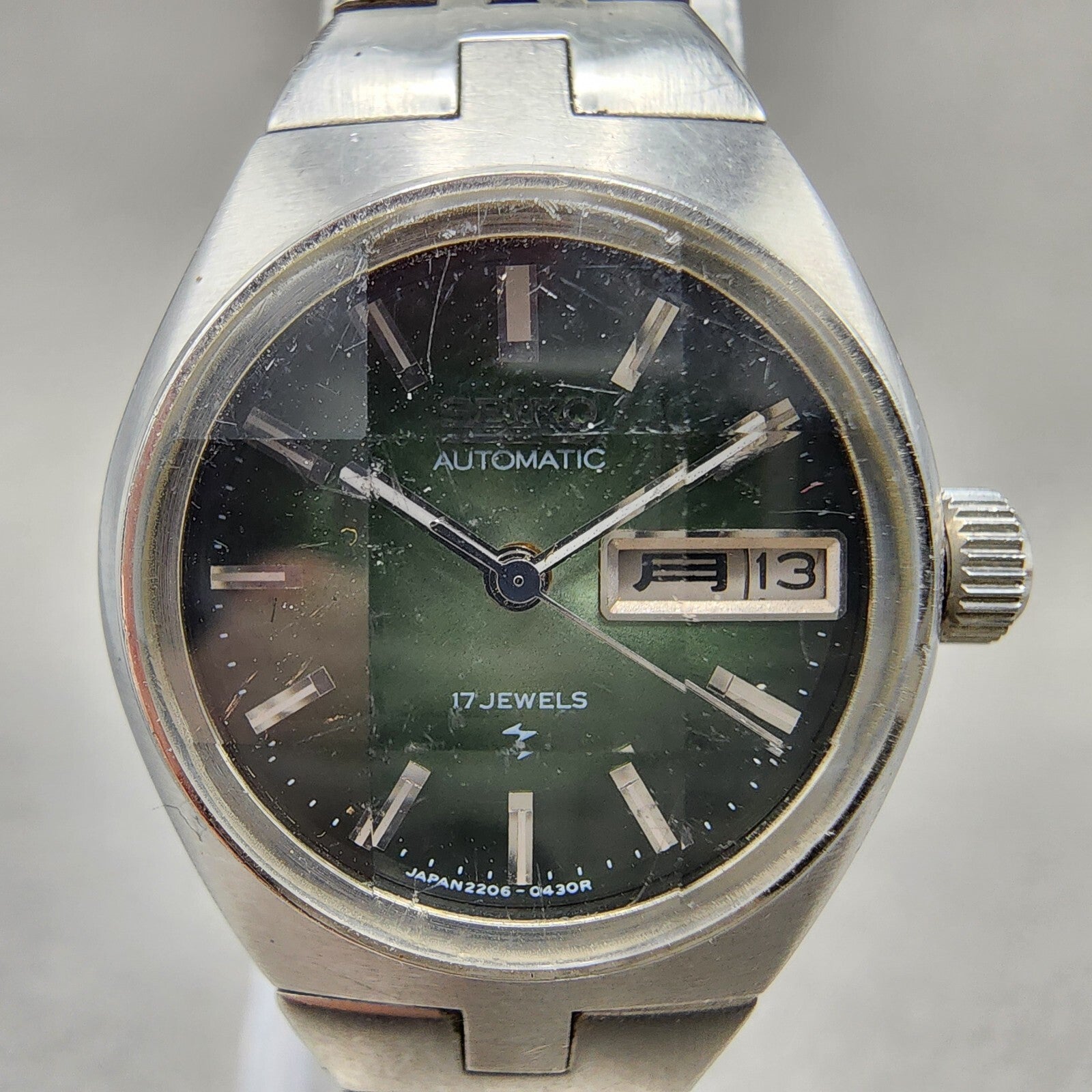 Seiko Automatic Watch Women 24mm Green Dial Silver Tone Daydate 22060240 PARTS2