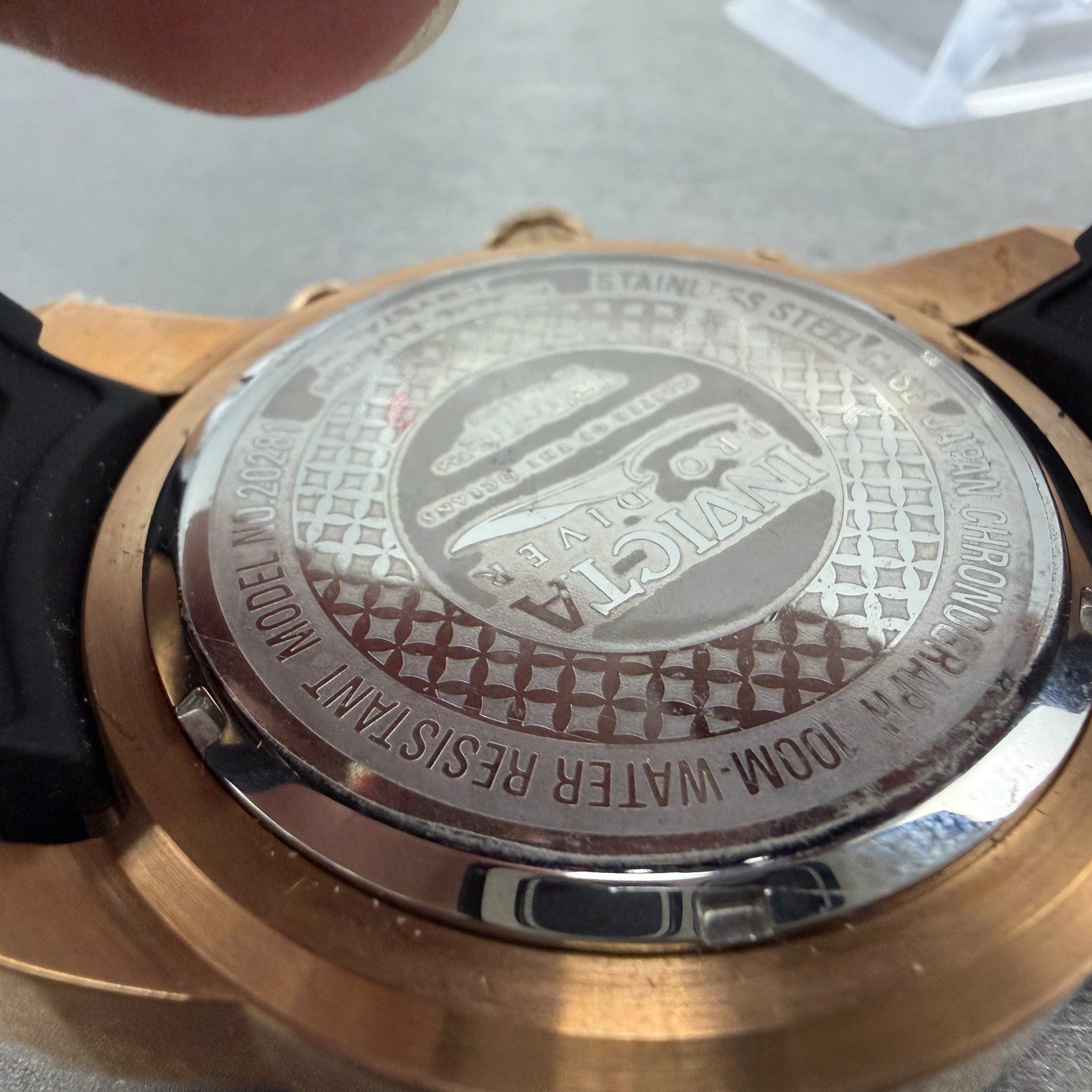 Invicta Pro Diver Chrono Watch Men 50mm Rose Gold Dial Rose Gold Tone New Batt9