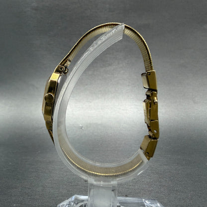 Seiko Watch Women 17mm Champagne Dial Gold Tone Octagon 4N00-5139 New Batt VTG 37