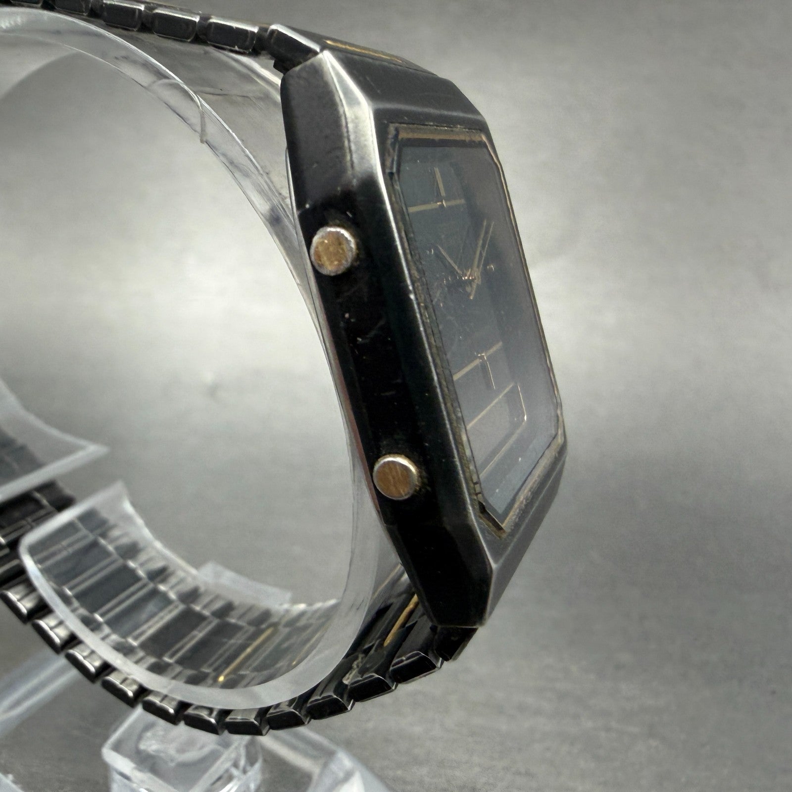Seiko Analog Digital Watch Men 28mm Black Gold Alarm Chrono H601-5179 PARTS4