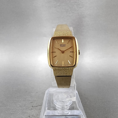 Seiko Tank Watch Women 18mm Gold Dial Gold Tone Rectangle 23205229 New Battery5