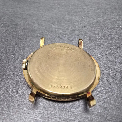 Bulova Watch Men 32mm Green Dial Gold Plated Manual Wind Round N1 PARTS13