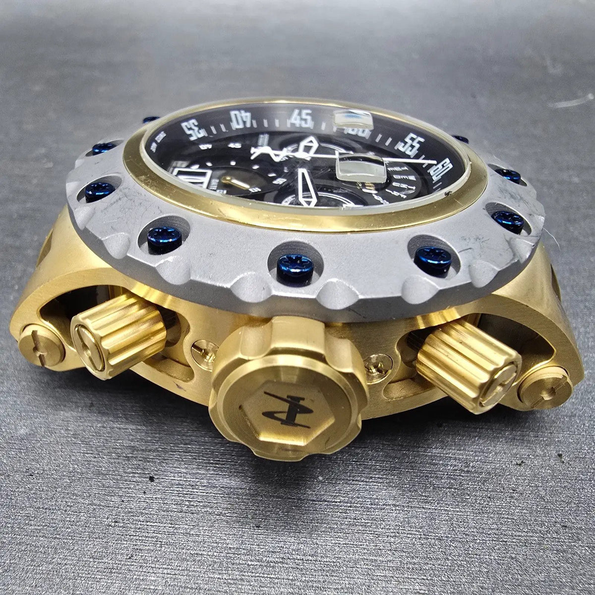 Invicta Reserve Subaqua Chronograph Watch Men 52mm Black Dial Gold Daydate Runs5
