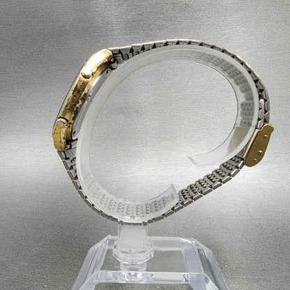 Citizen CQ Digital Watch Men 33mm LCD Gold Tone New Battery 4097238 VTG6