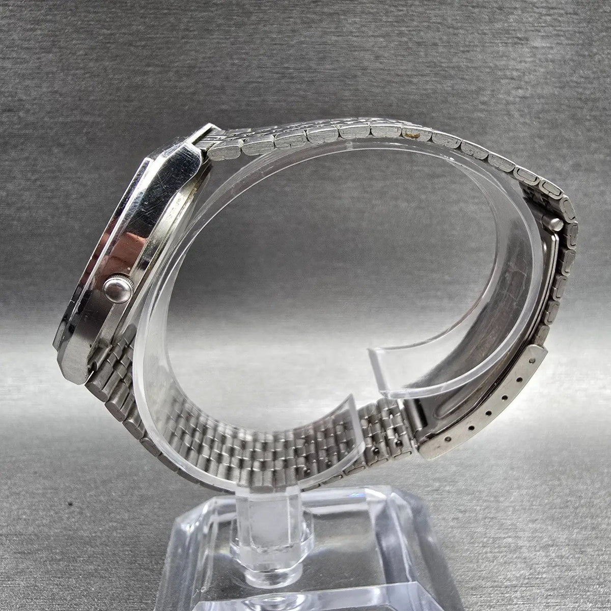 Pulsar Watch Men 33mm Gray Dial Silver Daydate Y113-5129 New Battery VTG JP6