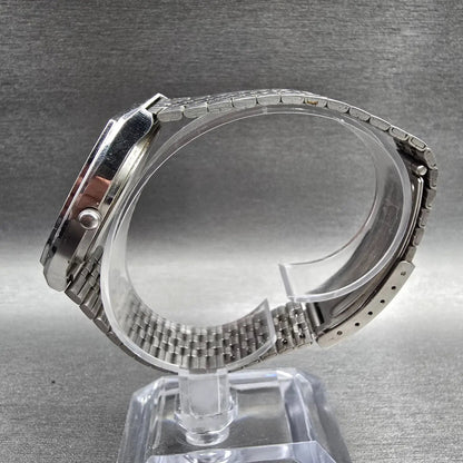 Pulsar Watch Men 33mm Gray Dial Silver Daydate Y113-5129 New Battery VTG JP6