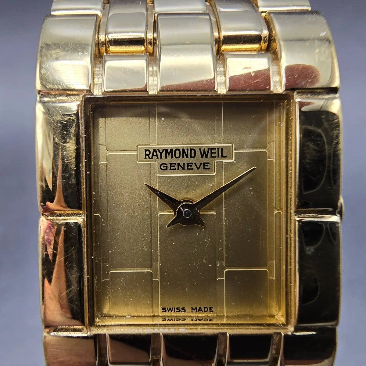 Raymond Weil Tema Watch Men 20mm Gold Dial Gold Plated Rectangle 5887 PARTS2