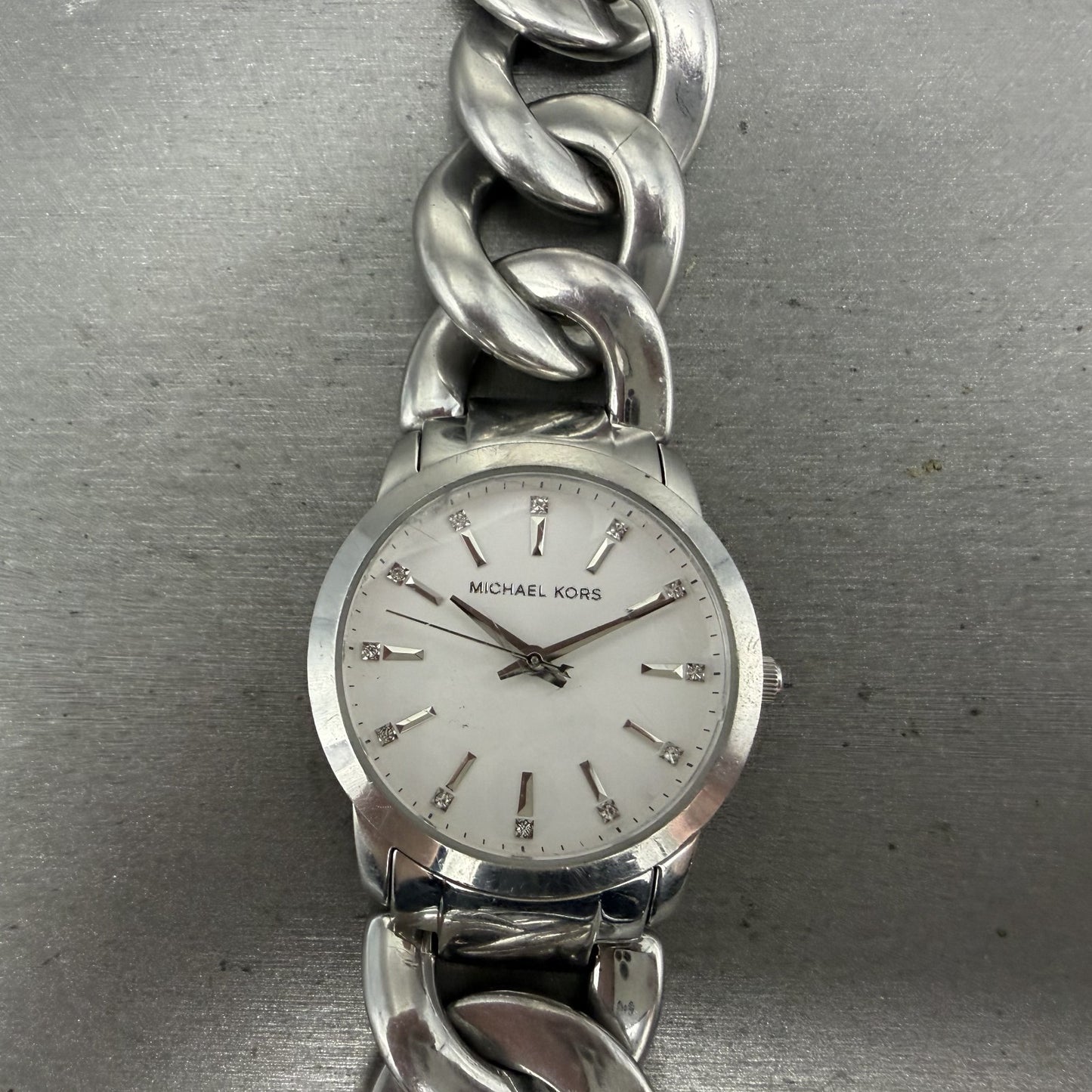 Michael Kors Elena Watch Women 35mm White Dial Silver Tone Round MK-4637 New Bat0