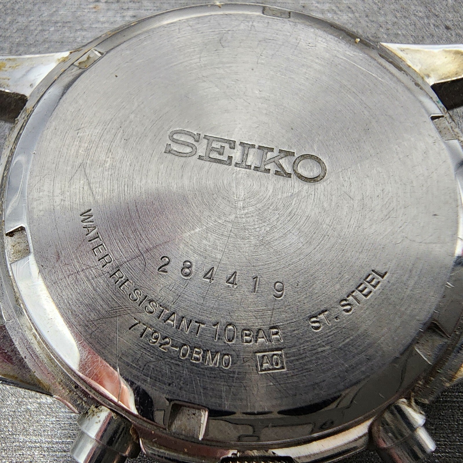 Seiko Chronograph Watch Men 37mm Black Dial Silver Tone Date 7t920bm0 New Batt7