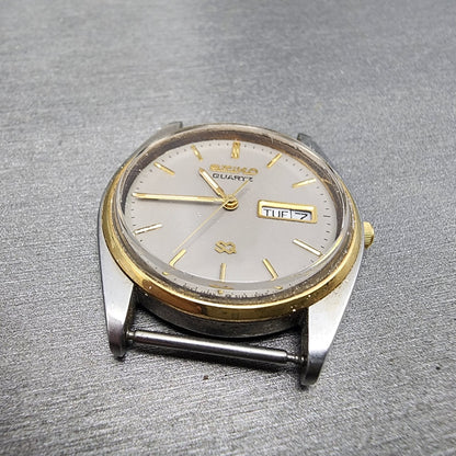 Seiko SQ Watch Men 33mm Gray Dial Two Tone Round Daydate 5y236020 PARTS3