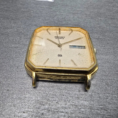 Seiko SQ Watch Men 30mm Champagne Dial Gold Daydate 7123-5200 Vintage JP PARTS7