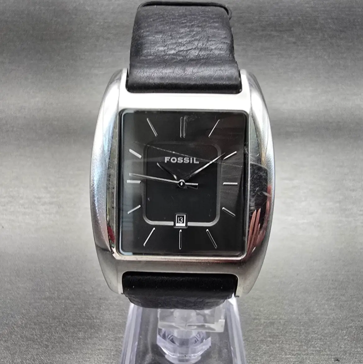 Fossil Arkitekt Watch Men 35mm Gray Dial Silver Tone Date FS-3042 New Battery0