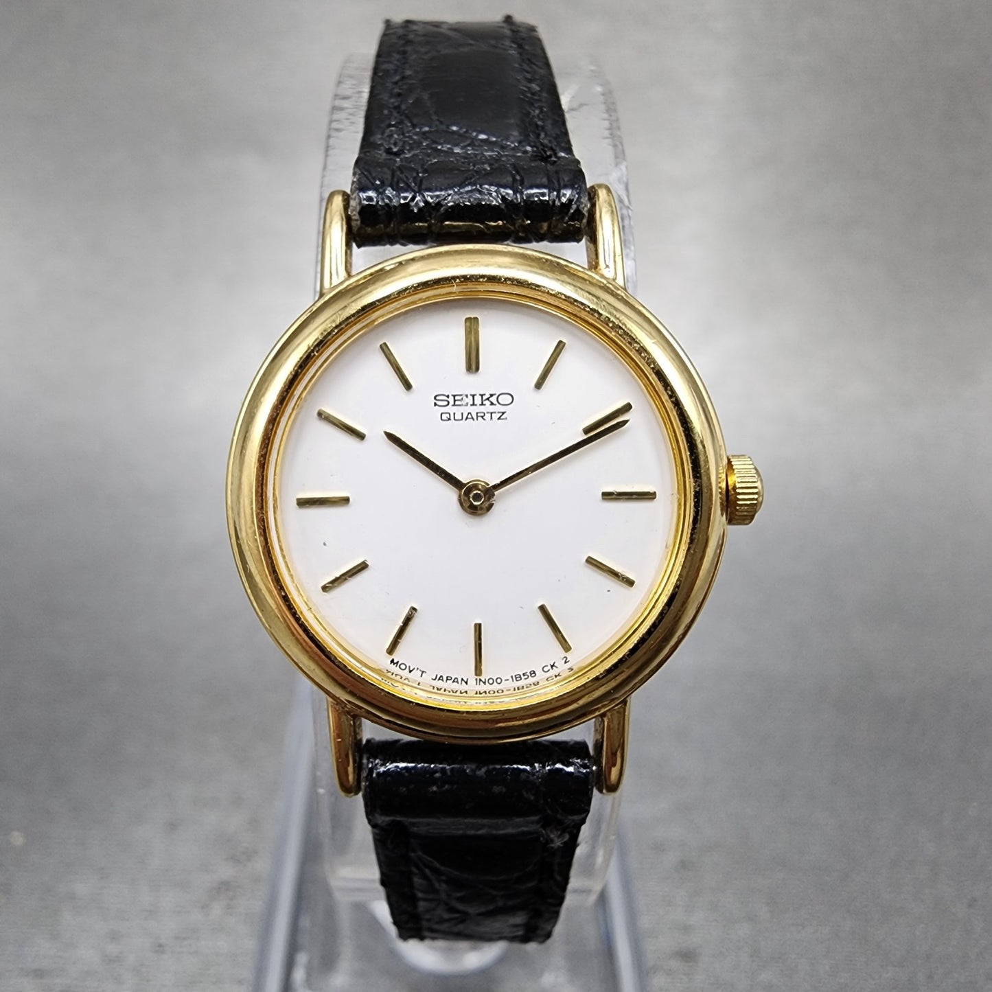Seiko Watch Women 21mm White Dial Gold Tone Round 1n000d40 New Battery0