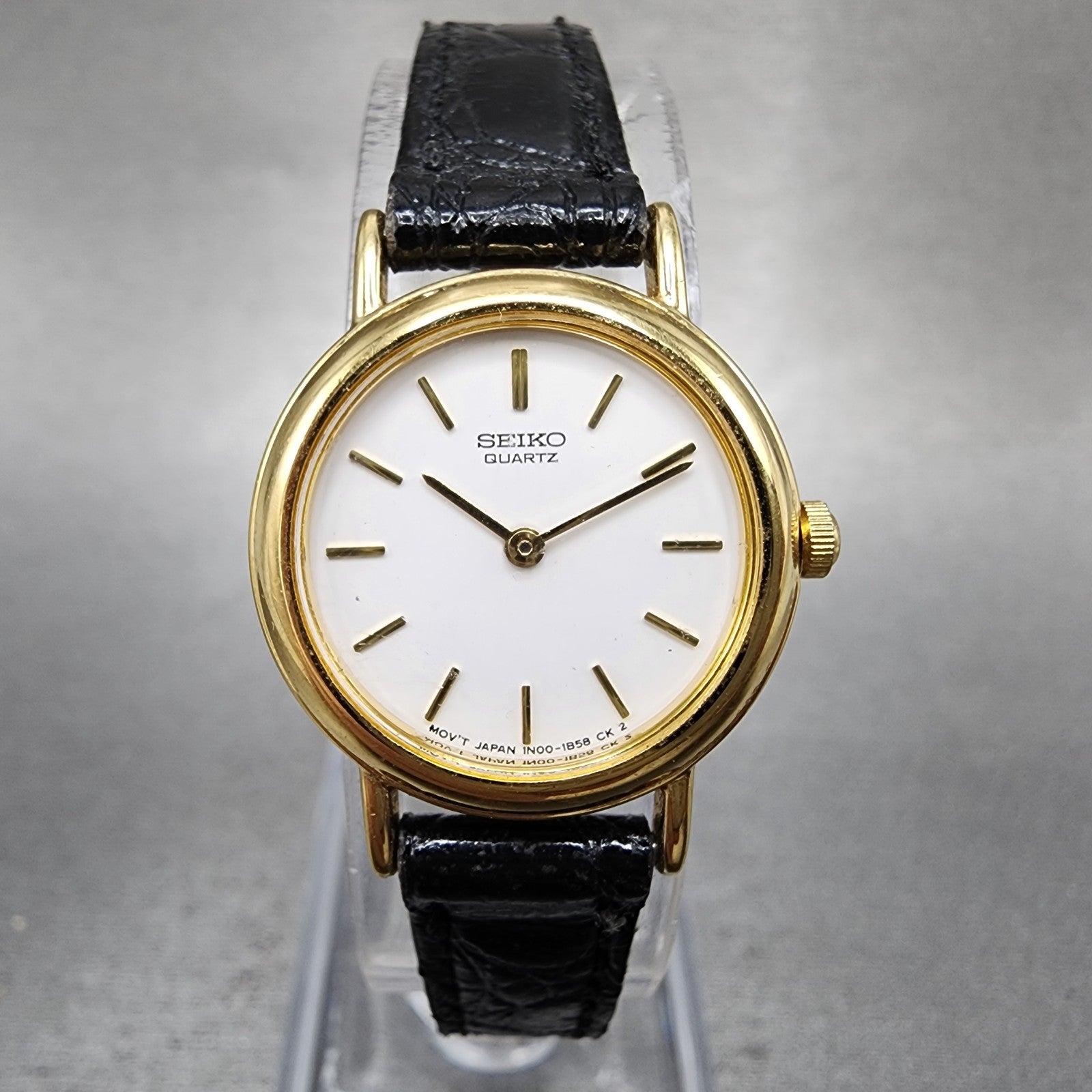 Seiko Watch Women 21mm White Dial Gold Tone Round 1n000d40 New Battery0