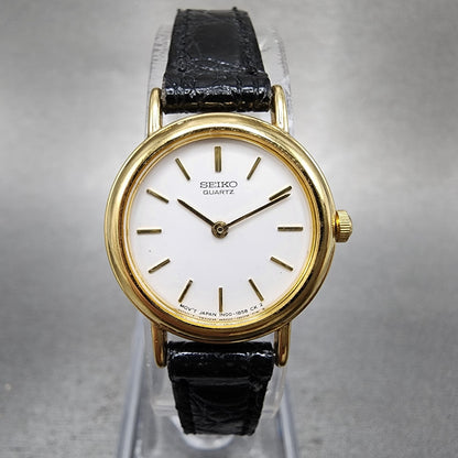 Seiko Watch Women 21mm White Dial Gold Tone Round 1n000d40 New Battery0