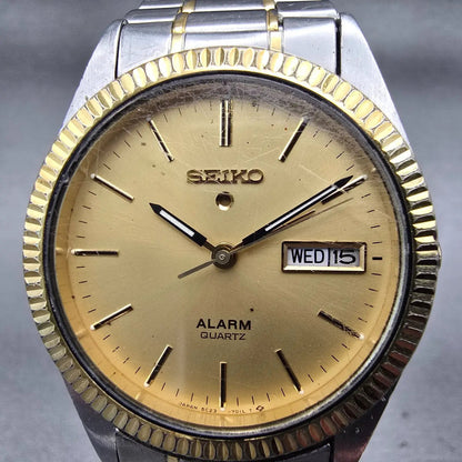Seiko President Watch Men 35mm Gold Dial Daydate Alarm 5C23-7009 New Battery VTG1
