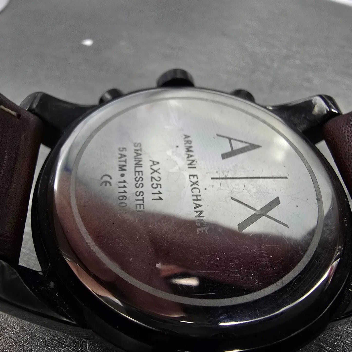 Armani Exchange Chronograph Watch Men 44mm Champagne Dial Black Tone New Battery9